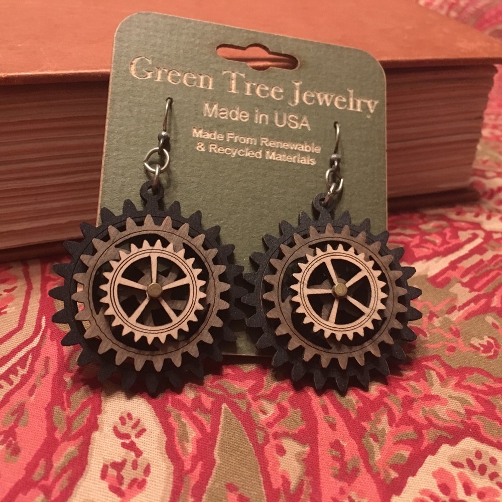 Wooden Cog Artisan Earrings